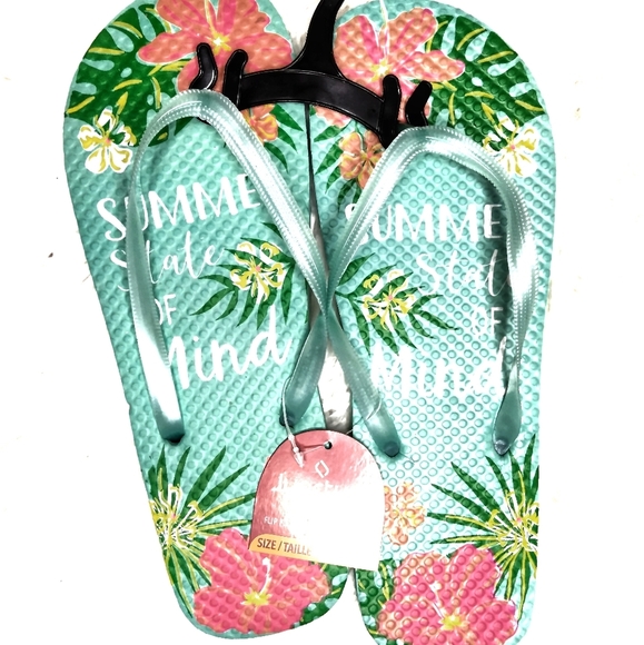 5 for $10 🥳 Summer State of Mind teal turquoise flip flop sandals - Picture 1 of 1